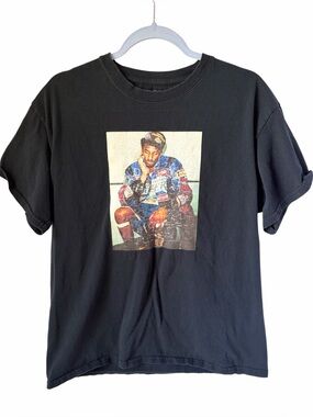 Kobe Bryant Graphic Tee Black Vintage Style Portrait Shirt Size L Gildan